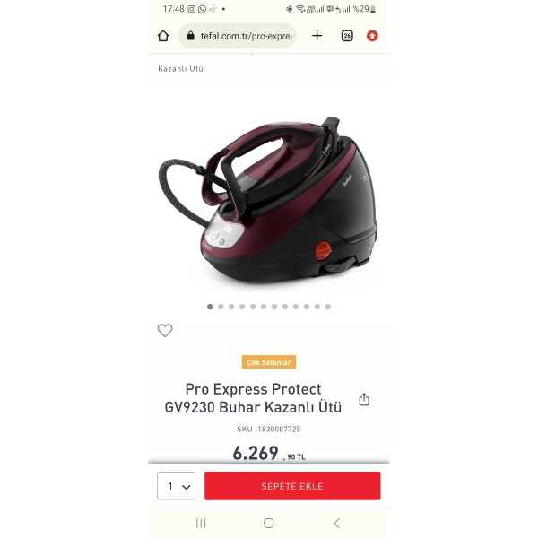 TEFAL GV9230 buhar Kazanlı ütü 